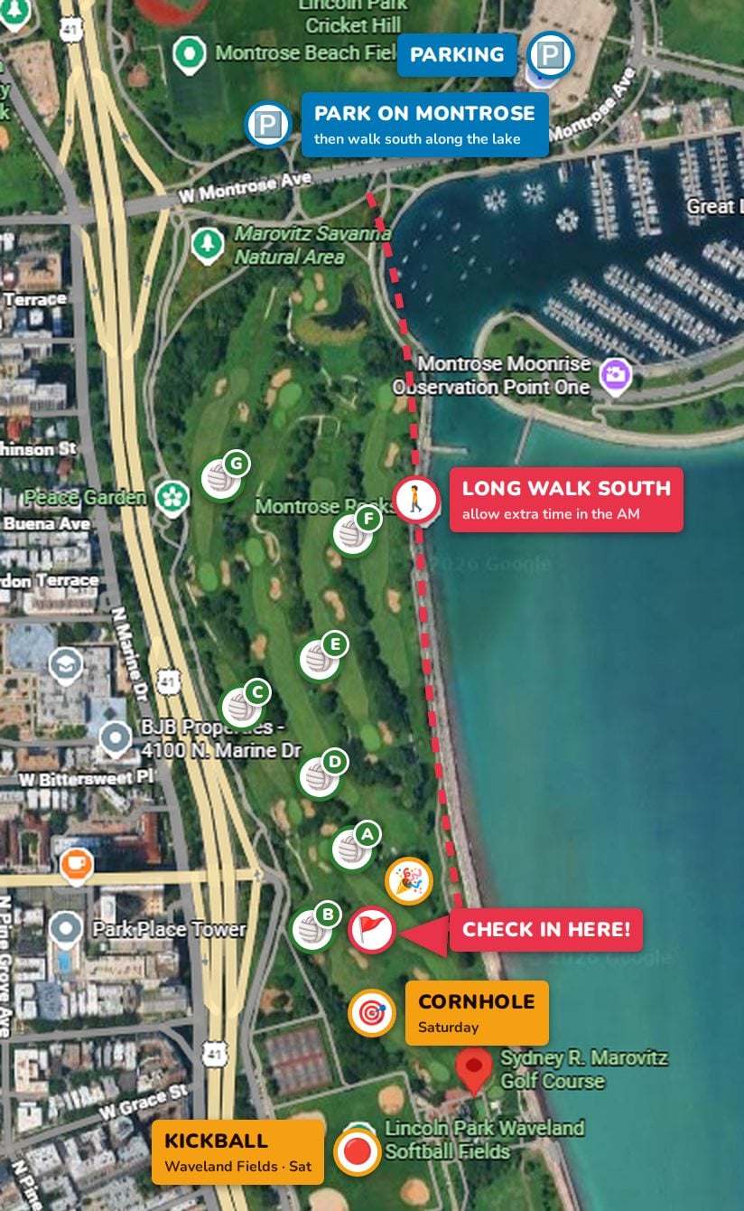 Map — Sydney Marovitz Golf Course, Montrose Avenue down to Waveland
