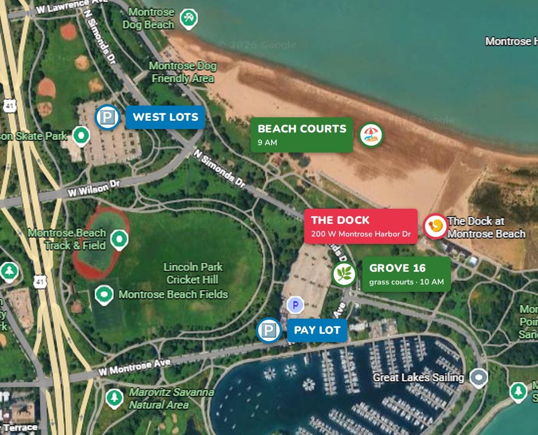 Map — Montrose Beach, Grove 16 and The Dock at Montrose Beach
